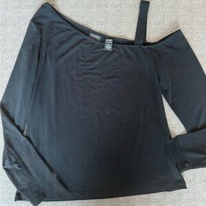 New York & Company Black Long Sleeve Asymmetrical Blouse